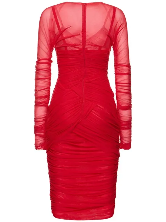 Dolce&amp;Gabbana   Draped tulle midi dress 