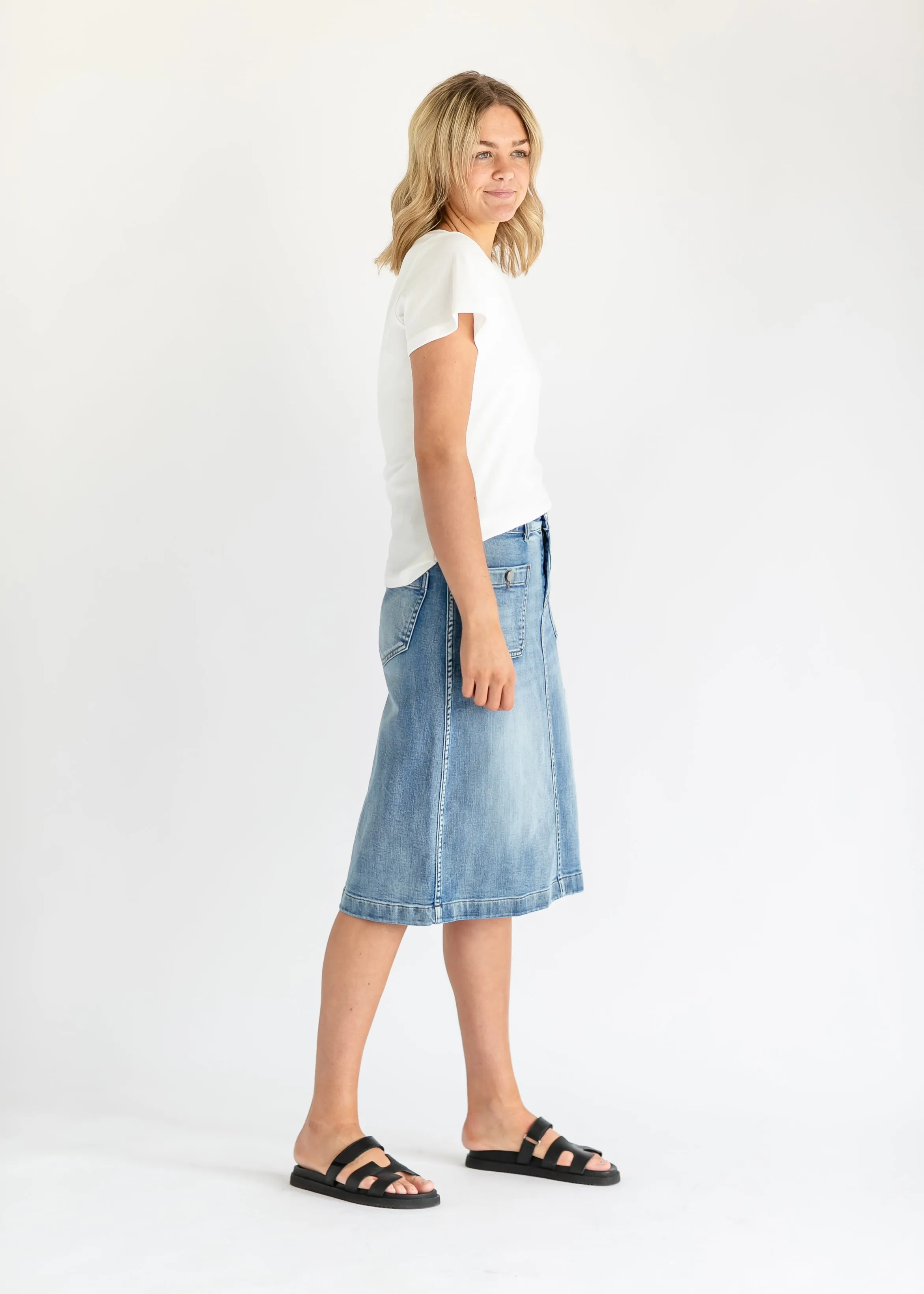 Elin Front Pocket Midi Skirt