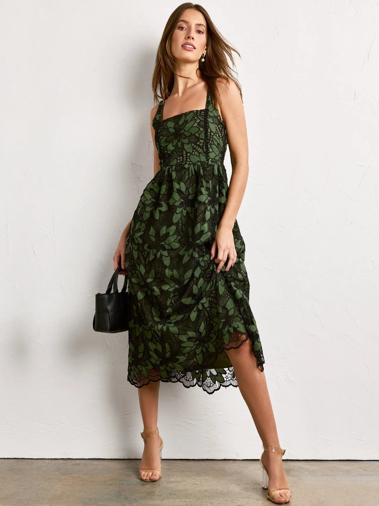 Just Me Floral Eyelet Midi Dress - Brands We Love